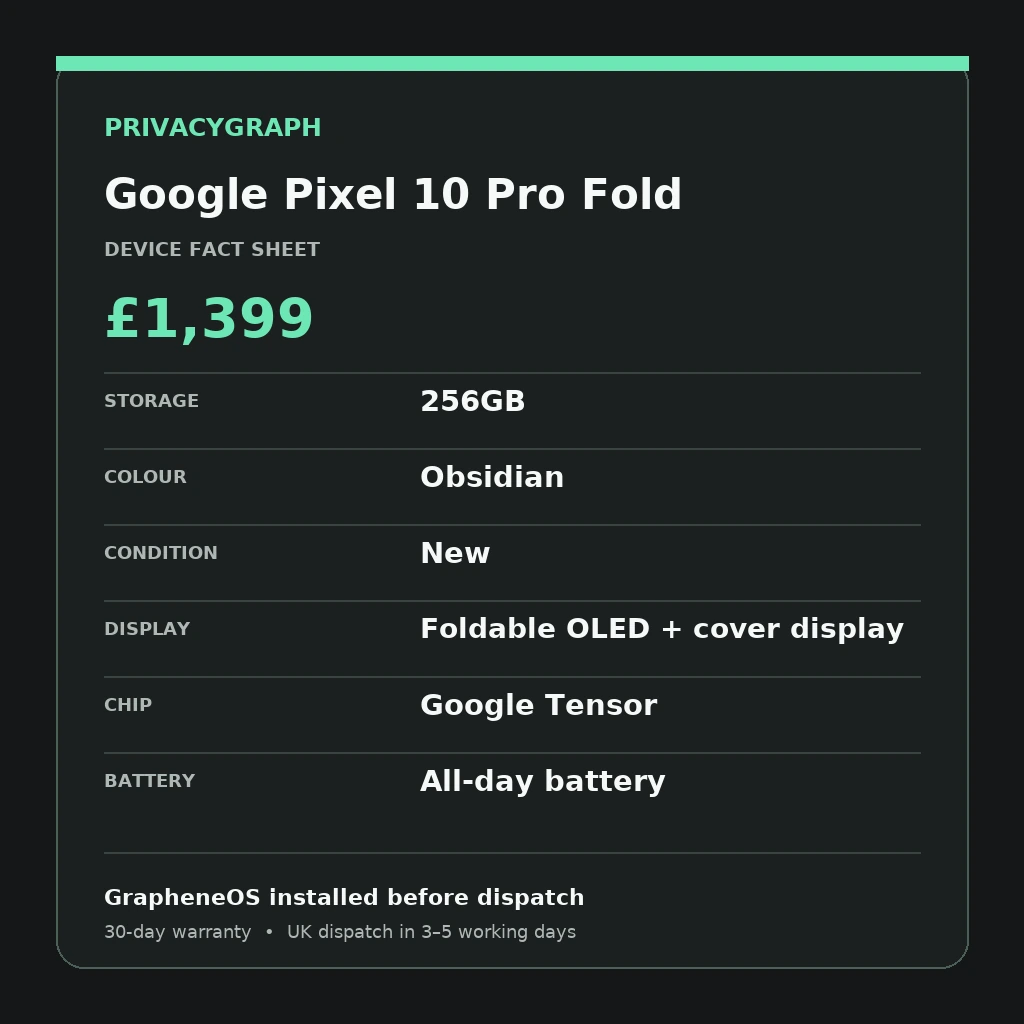 Google Pixel 10 Pro Fold fact sheet thumbnail