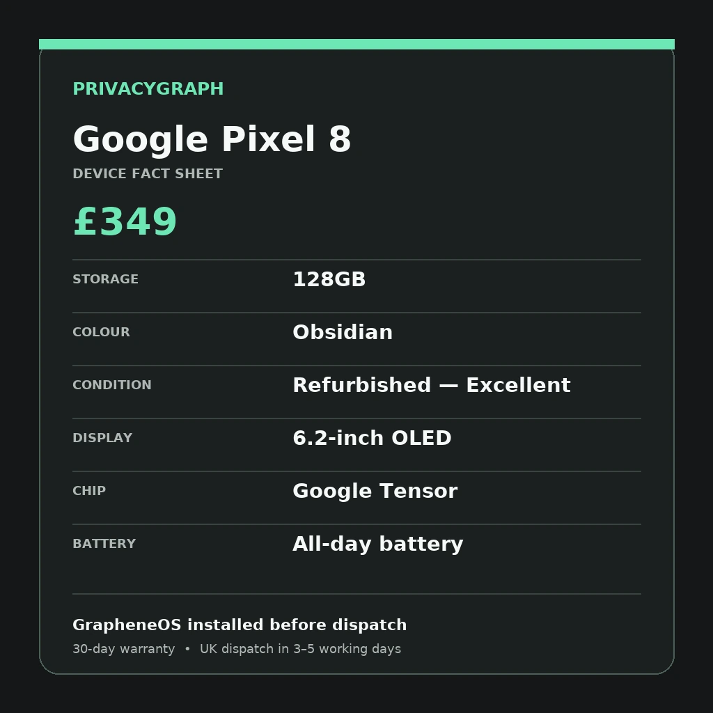Google Pixel 8 fact sheet thumbnail